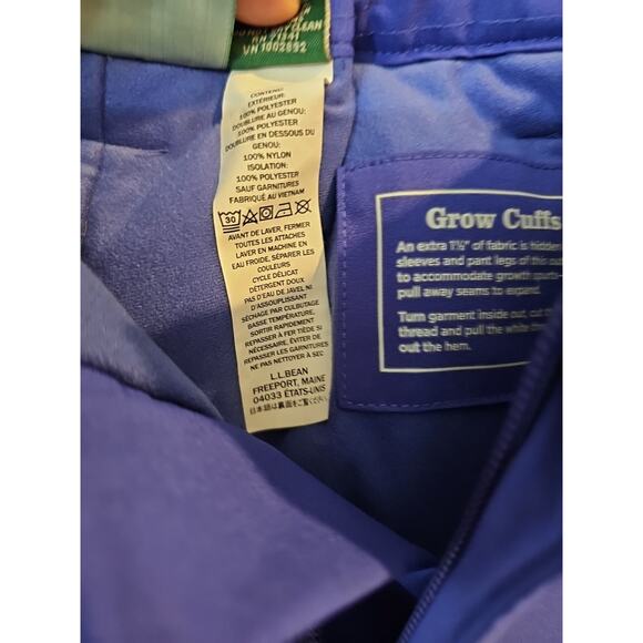LL Bean Snow Pants TEK Heavy Duty Grow Cuffs Blue Size 12 Insulated - Picture 7 of 9